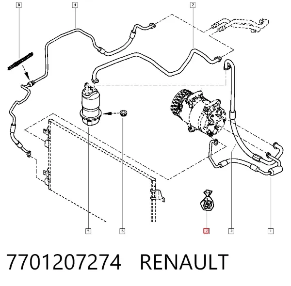 Уплотнительное кольцо трубки кондиционера 7701207274 Renault (RVI)