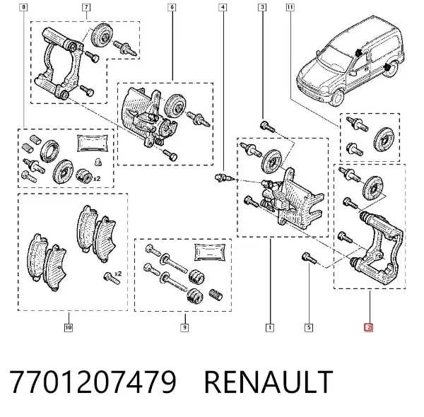 Скоба заднего суппорта 7701207479 Renault (RVI)