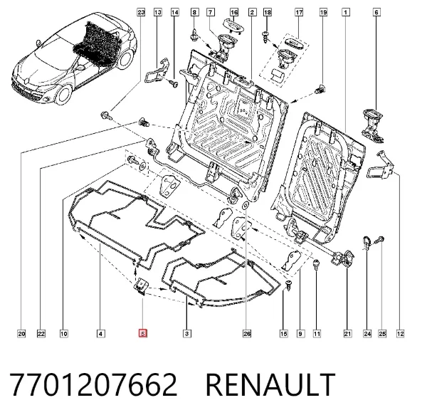 Фиксатор сиденья заднего 7701207662 Renault (RVI)