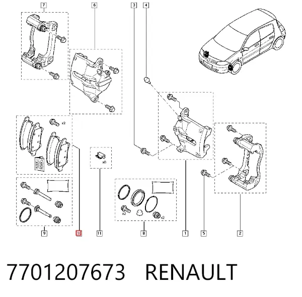 Передние тормозные колодки 7701207673 Renault (RVI)