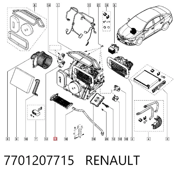 Электроподогреватель воздуха системы отопления салона 7701207715 Renault (RVI)