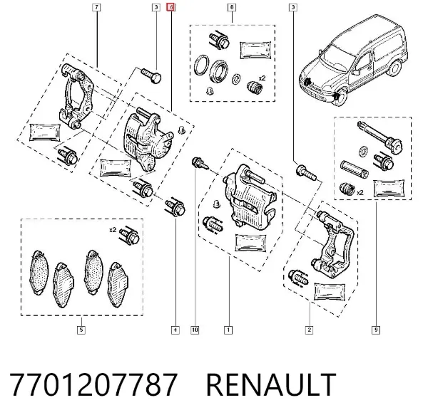 Суппорт тормозной передний правый 7701207787 Renault (RVI)