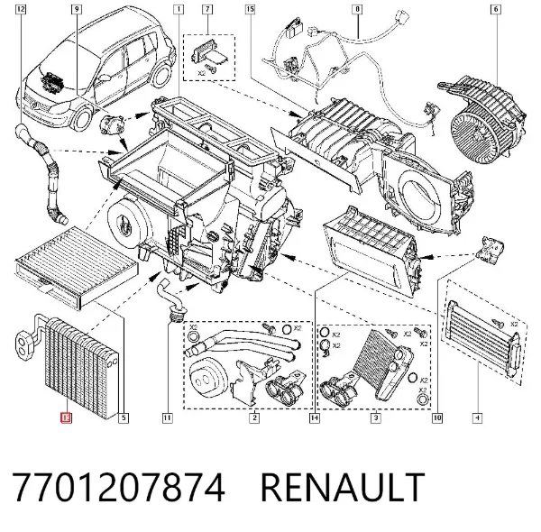Испаритель кондиционера 7701207874 Renault (RVI)