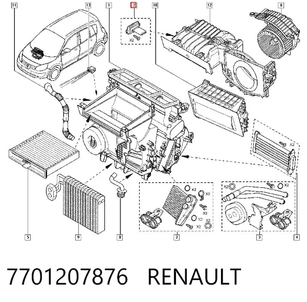 Резистор моторчика вентилятора кондиционера 7701207876 Renault (RVI)