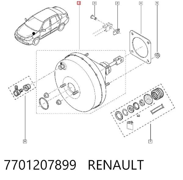 Усилитель тормозов 7701207899 Renault (RVI)