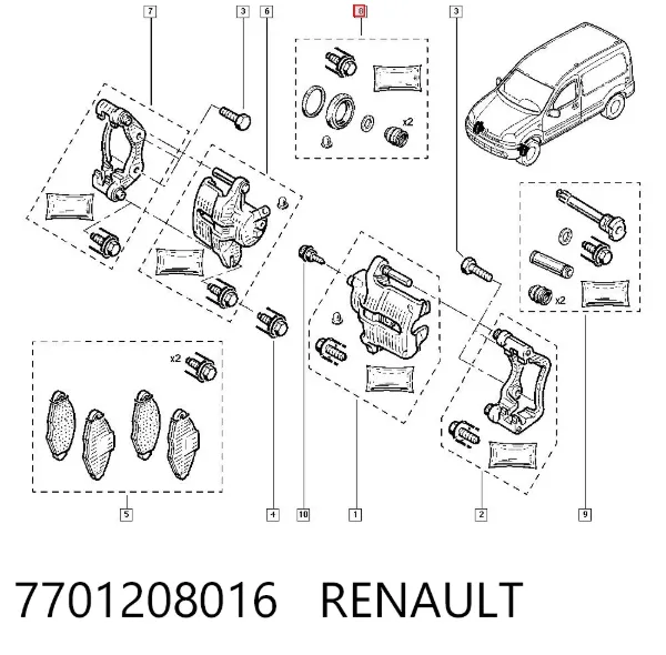 Ремкомплект переднего суппорта 7701208016 Renault (RVI)