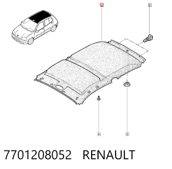 Обивка крыши (потолок) 7701208052 Renault (RVI)