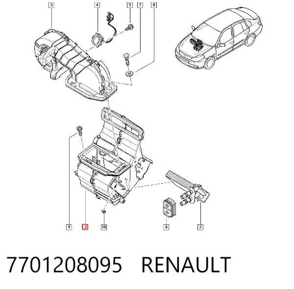 Корпус печки в сборе 7701208095 Renault (RVI)