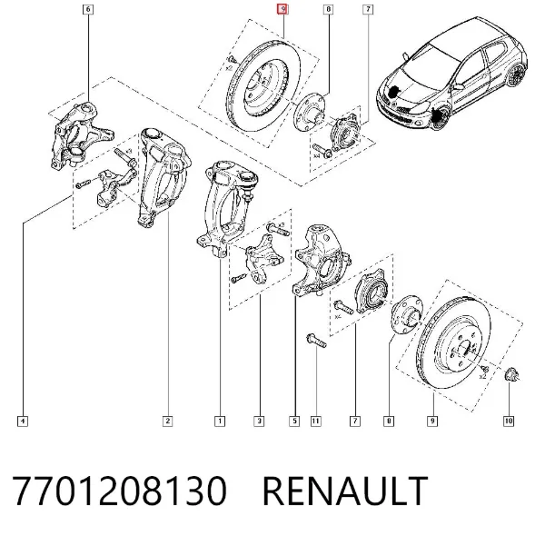 Передние тормозные диски 7701208130 Renault (RVI)