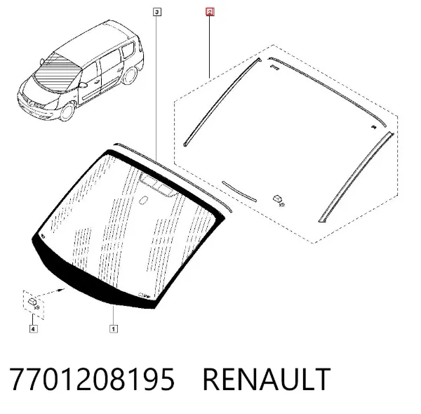 Лобовое стекло 7701208195 Renault (RVI)