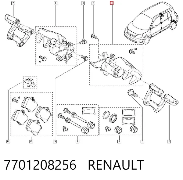 Суппорт задний левый 7701208256 Renault (RVI)