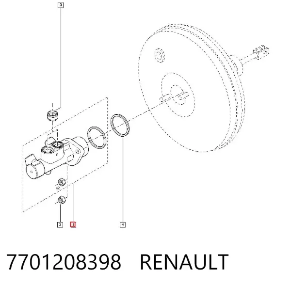 Главный тормозной цилиндр 7701208398 Renault (RVI)