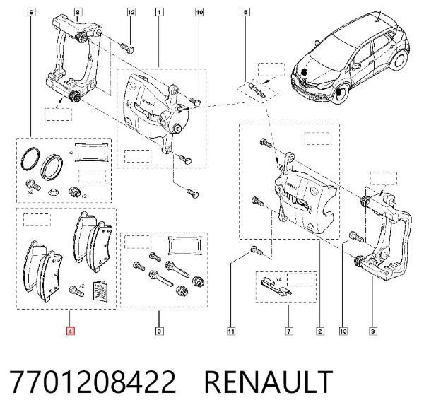 Передние тормозные колодки 7701208422 Renault (RVI)