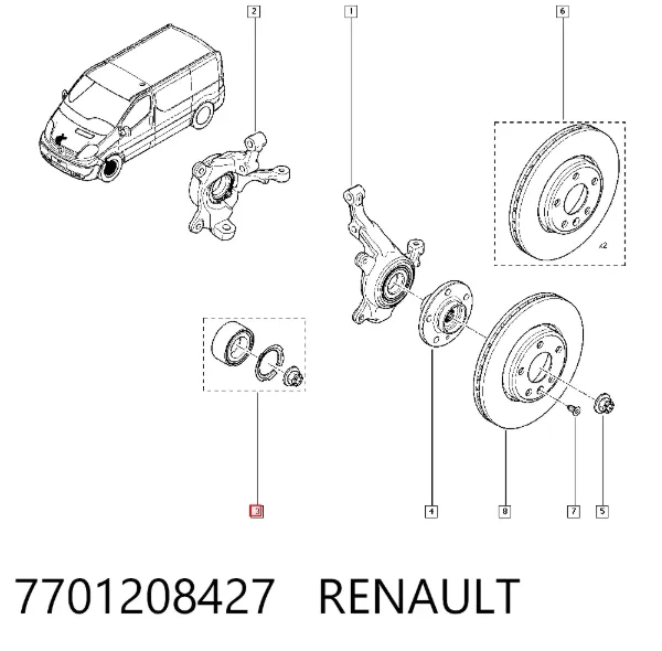 Подшипник ступицы 7701208427 Renault (RVI)