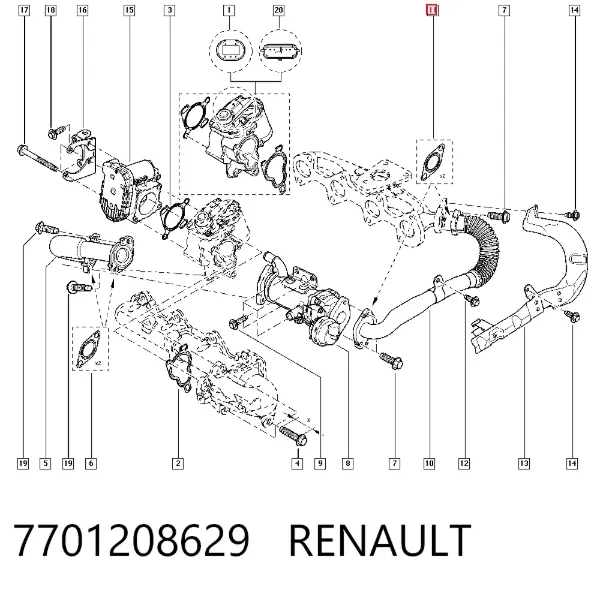 Прокладка коллектора 7701208629 Renault (RVI)