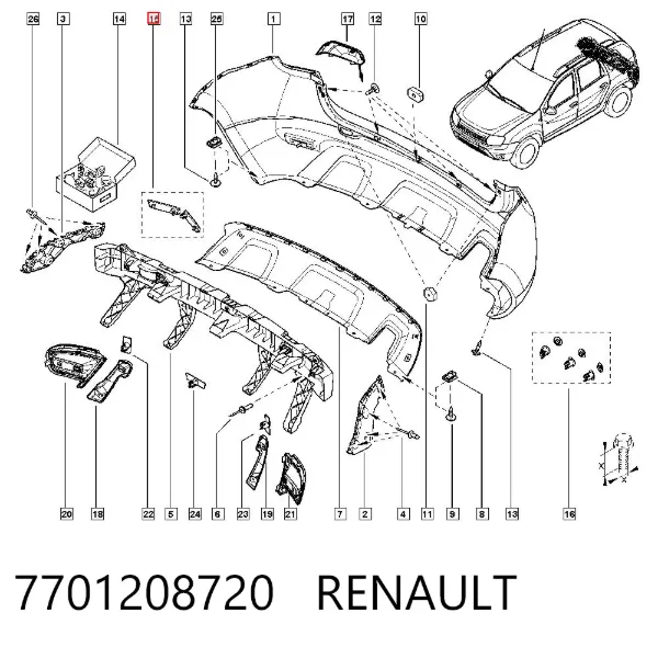 Правый катафот заднего бампера 7701208720 Renault (RVI)