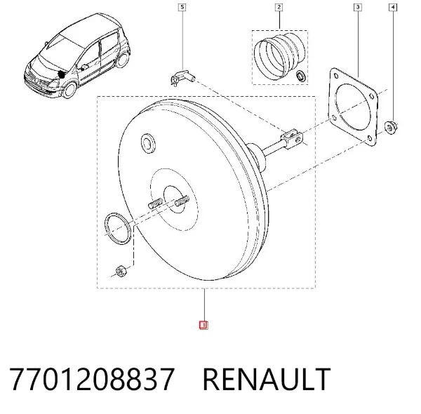 Усилитель тормозов 7701208837 Renault (RVI)