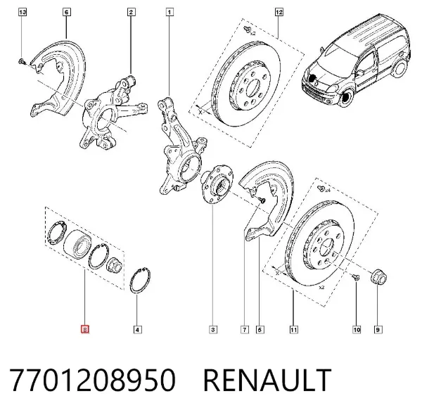 Подшипник ступицы 7701208950 Renault (RVI)