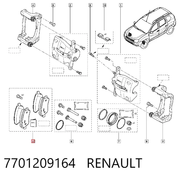 Передние тормозные колодки 7701209164 Renault (RVI)