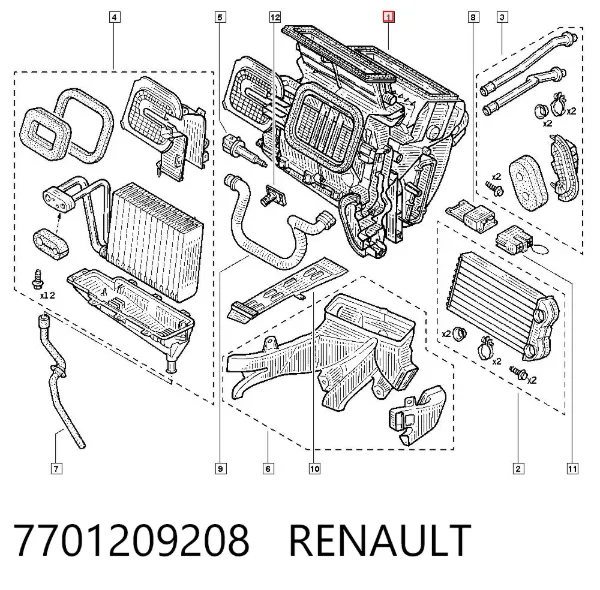 Корпус печки в сборе 7701209208 Renault (RVI)
