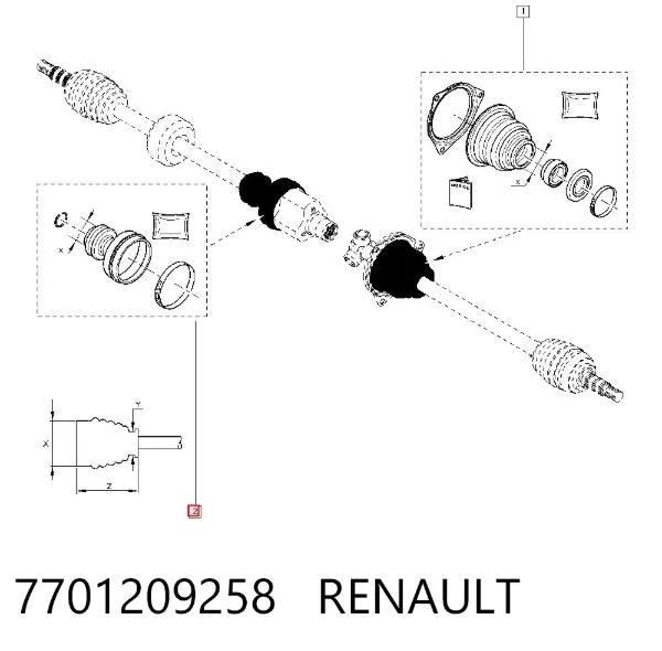 Пыльник ШРУСа передней полуоси внутренний правый 7701209258 Renault (RVI)