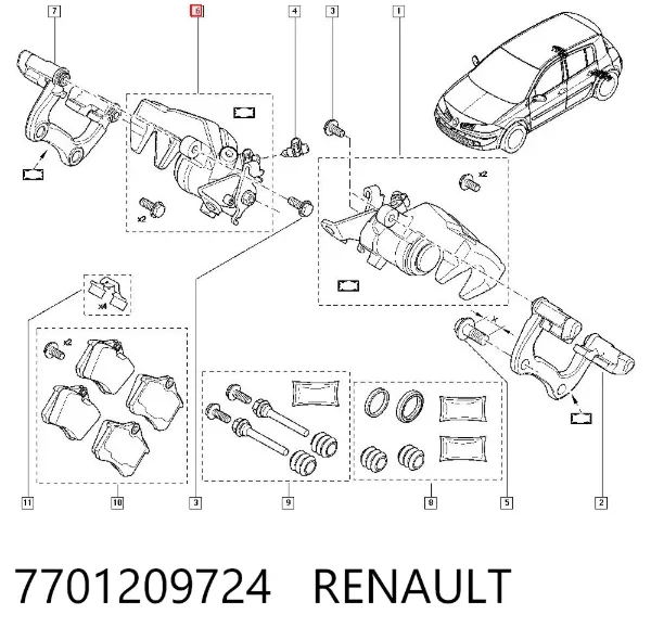 Суппорт тормозной передний правый 7701209724 Renault (RVI)