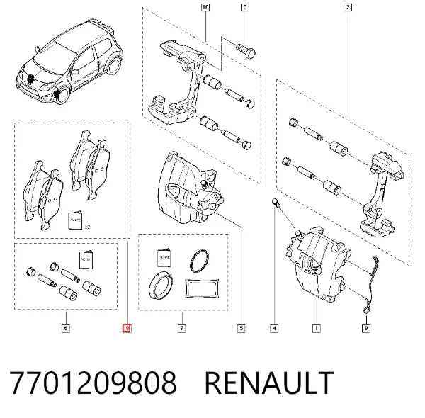 Передние тормозные колодки 7701209808 Renault (RVI)