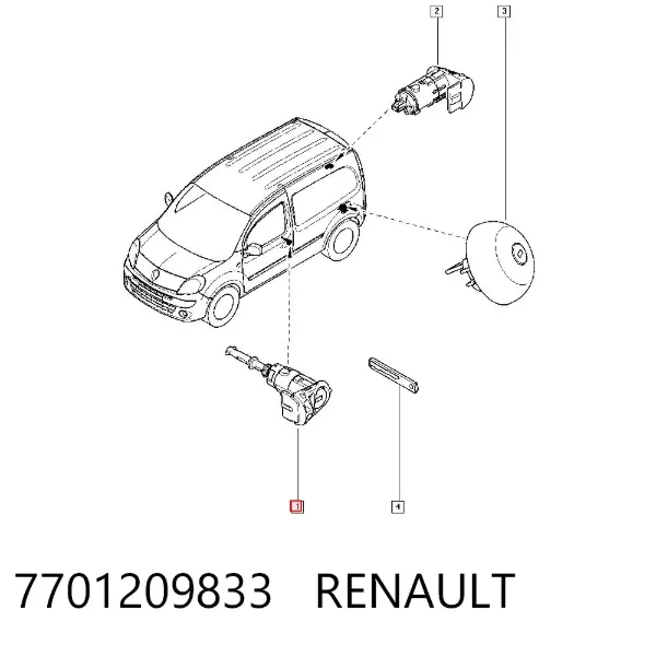 Личинка замка двери передней левой 7701209833 Renault (RVI)