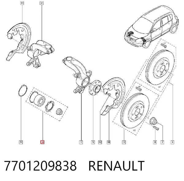 Подшипник ступицы 7701209838 Renault (RVI)