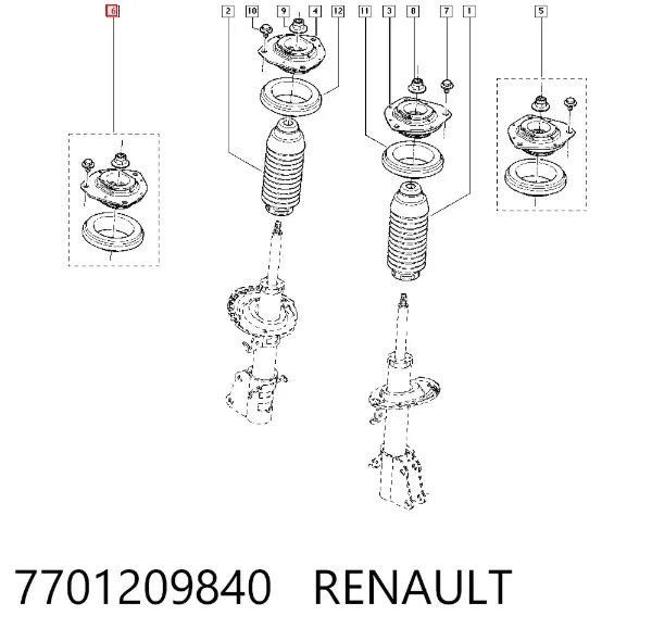 Опора переднего амортизатора 7701209840 Renault (RVI)