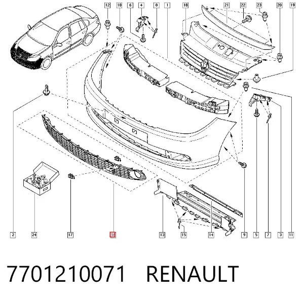 Решетка бампера 7701210071 Renault (RVI)