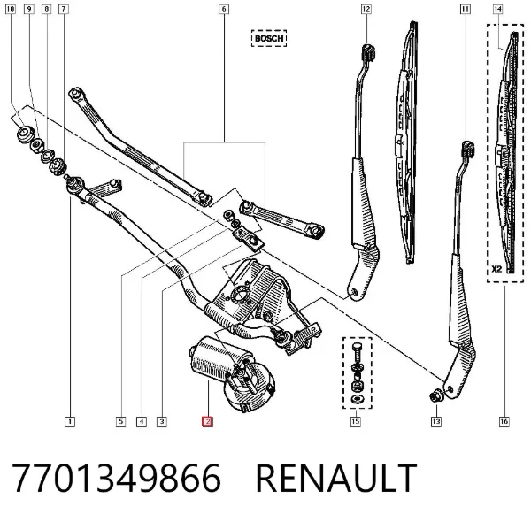 Мотор дворников 7701349866 Renault (RVI)
