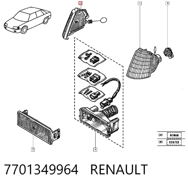 Поворотник правый 7701349964 Renault (RVI)