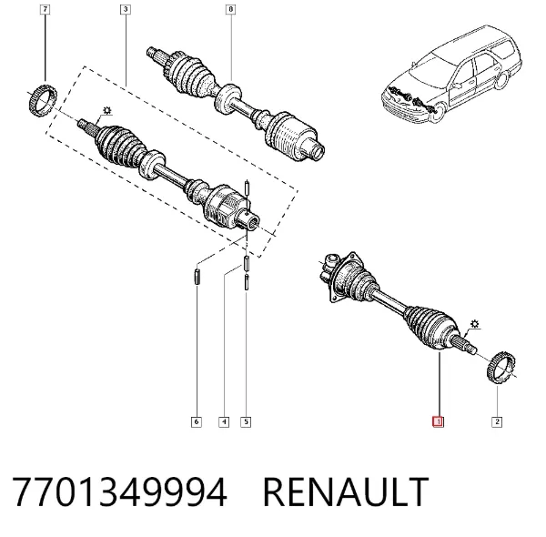 Левая полуось 7701349994 Renault (RVI)