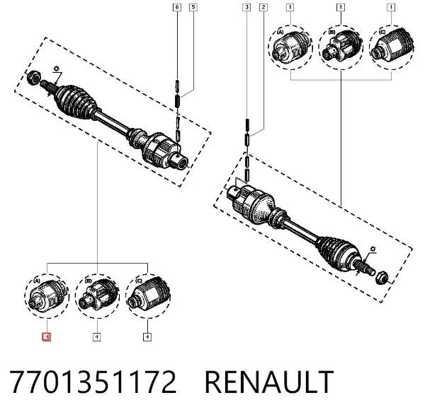 Полуось передняя 7701351172 Renault (RVI)