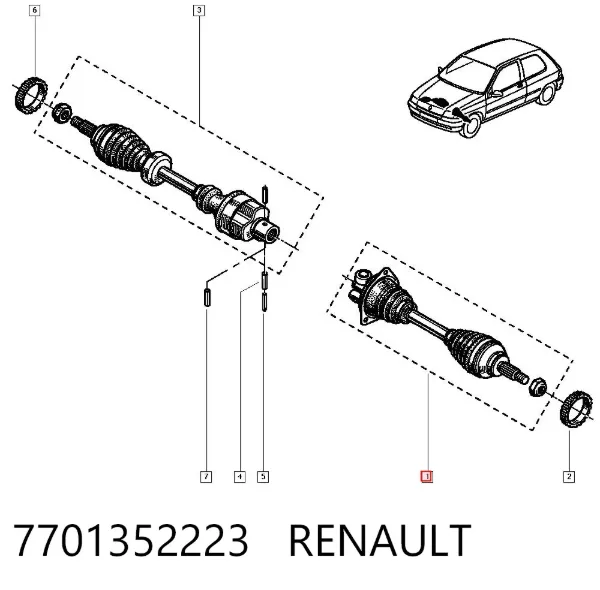 Левая полуось 7701352223 Renault (RVI)