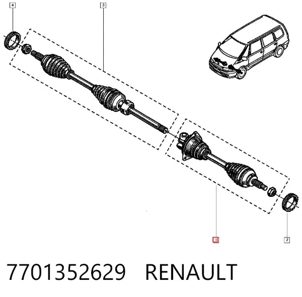 Левая полуось 7701352629 Renault (RVI)