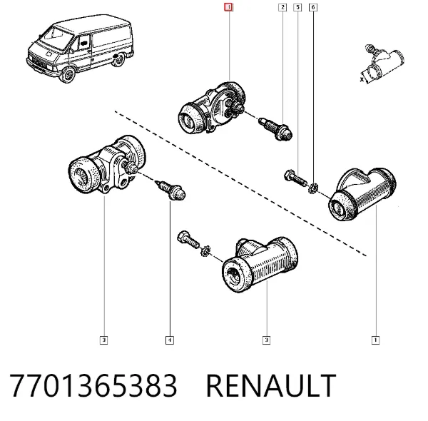 Цилиндр тормозной колесный 7701365383 Renault (RVI)