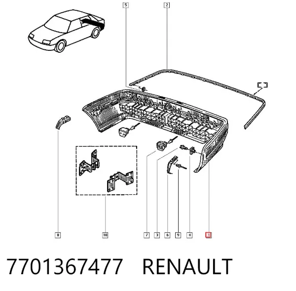 Задний бампер 7701367477 Renault (RVI)