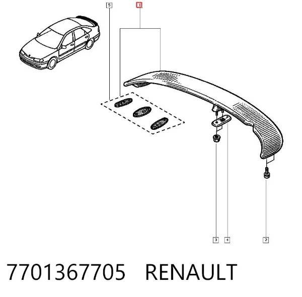 Спойлер багажника (двери 3/5-й задней) 7701367705 Renault (RVI)