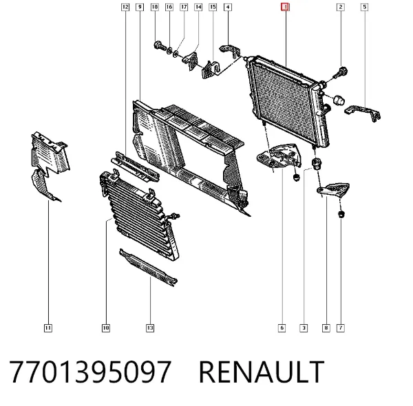 Радиатор 7701395097 Renault (RVI)