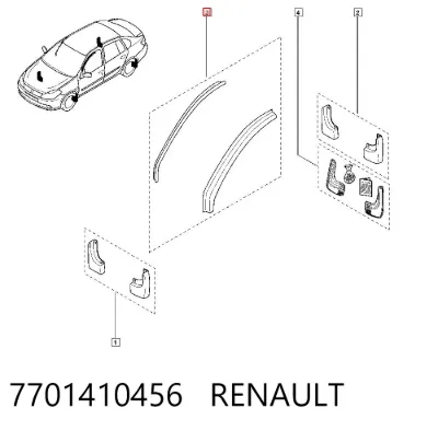 Дефлектор окон на стекло двери, комплект 2 шт RENAULT 7701410456