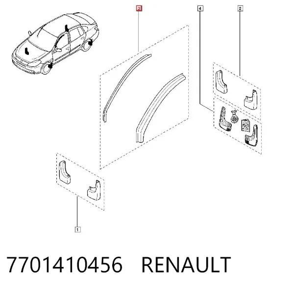 Дефлектор окон на стекло двери, комплект 2 шт 7701410456 Renault (RVI)