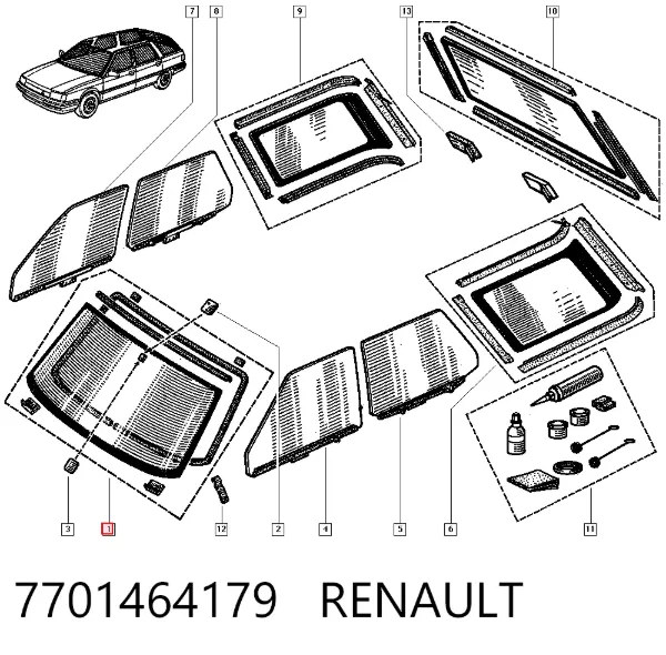 Лобовое стекло 7701464179 Renault (RVI)