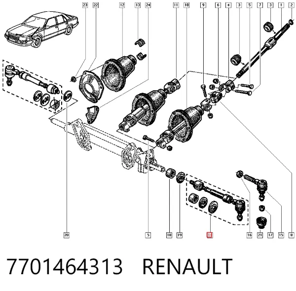 Тяга рулевая в сборе 7701464313 Renault (RVI)