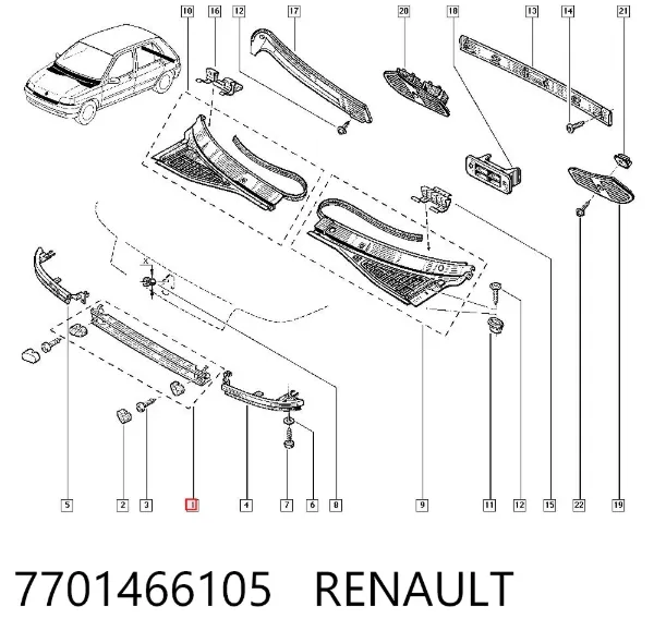 Решетка радиатора 7701466105 Renault (RVI)