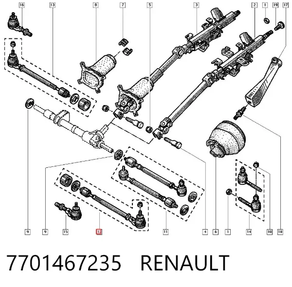 Тяга рулевая в сборе левая 7701467235 Renault (RVI)