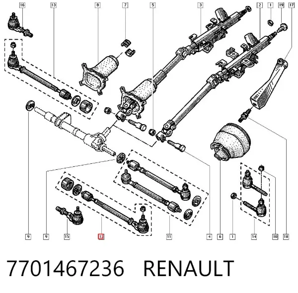 Рулевая тяга 7701467236 Renault (RVI)