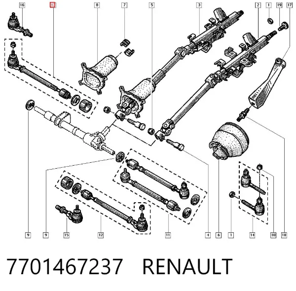 Тяга рулевая в сборе правая 7701467237 Renault (RVI)