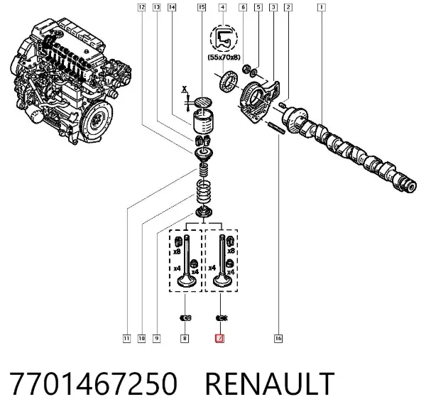 Впускной клапан 7701467250 Renault (RVI)